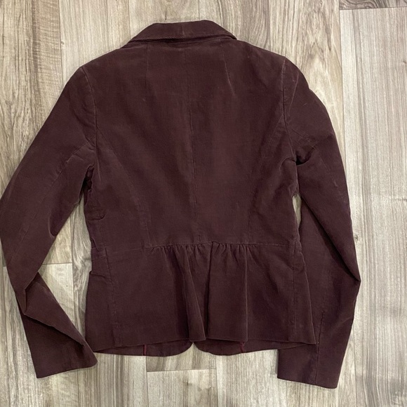 J.CREW 0 Dark Purple Stretch Cotton 2-Button Gathered Waist Corduroy Blazer - Picture 5 of 7